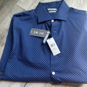 Michael Kors Men's Blue Polka Dot Shirt